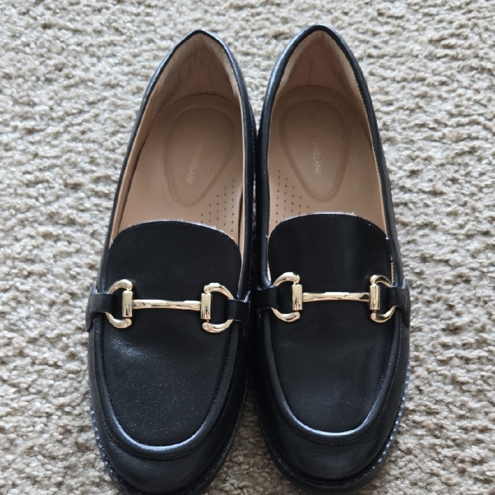 Elegant Black Loafers with Gold Accents
